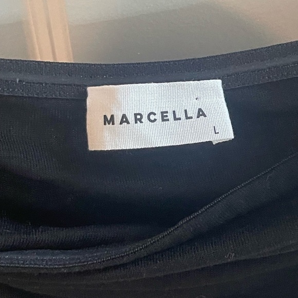 MARCELLA NYC Alana Top {$98} Black Straight Square Neck Off Shoulder Draped Lrg - Picture 3 of 10